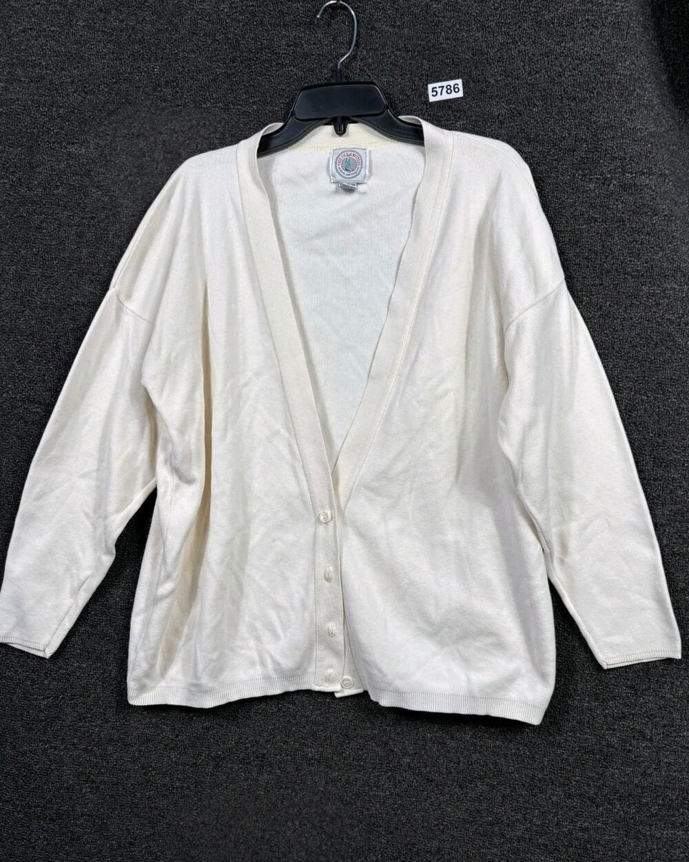 Cape Isle Knitters Classic Cream Cardigan Sweater Womens Sz S Long Sleeve *READ